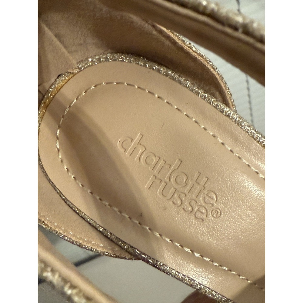Gold Glitter Charlotte Russe Stilettos, size 8 Prom Dress Shoes High Heels #17 - Picture 4 of 6